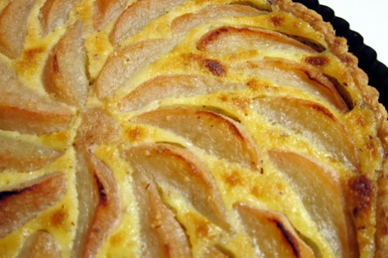 a photograph of the finished pear tart